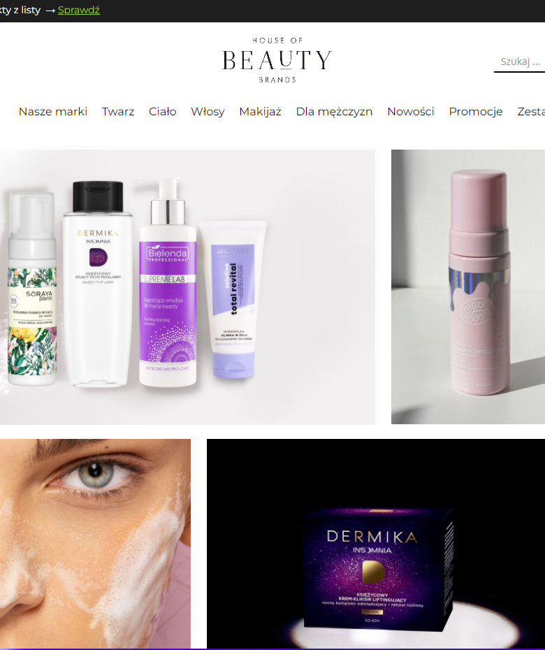 House Of Beauty Brands - wycinek z ekranu laptopa pokazujący logo w użyciu na stronie www sklepu / brandu House of  Beauty Brands